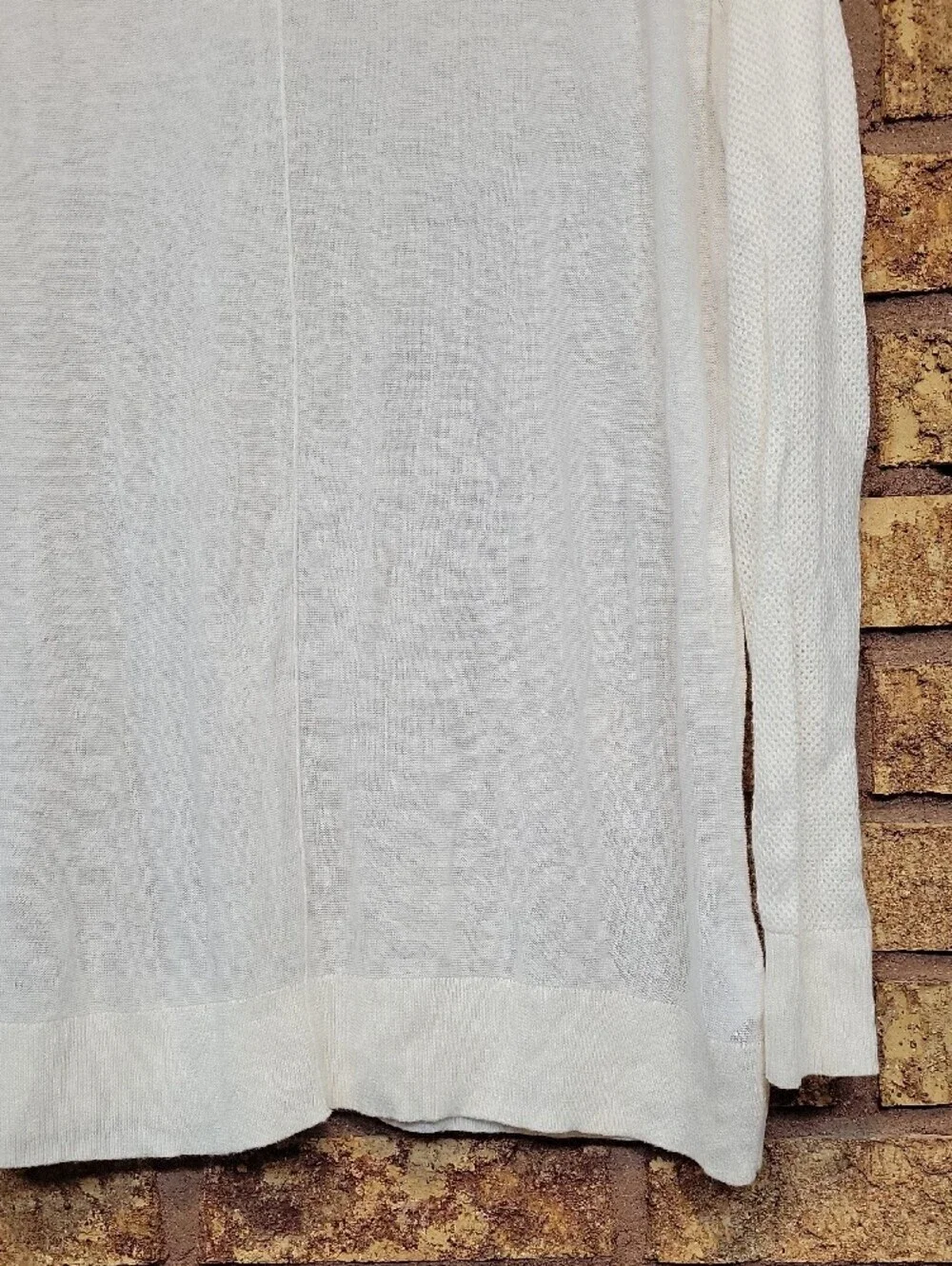 Gap Linen Viscose Blend Lightweight Sweater Ivory Size Medium Stichy Sleeve